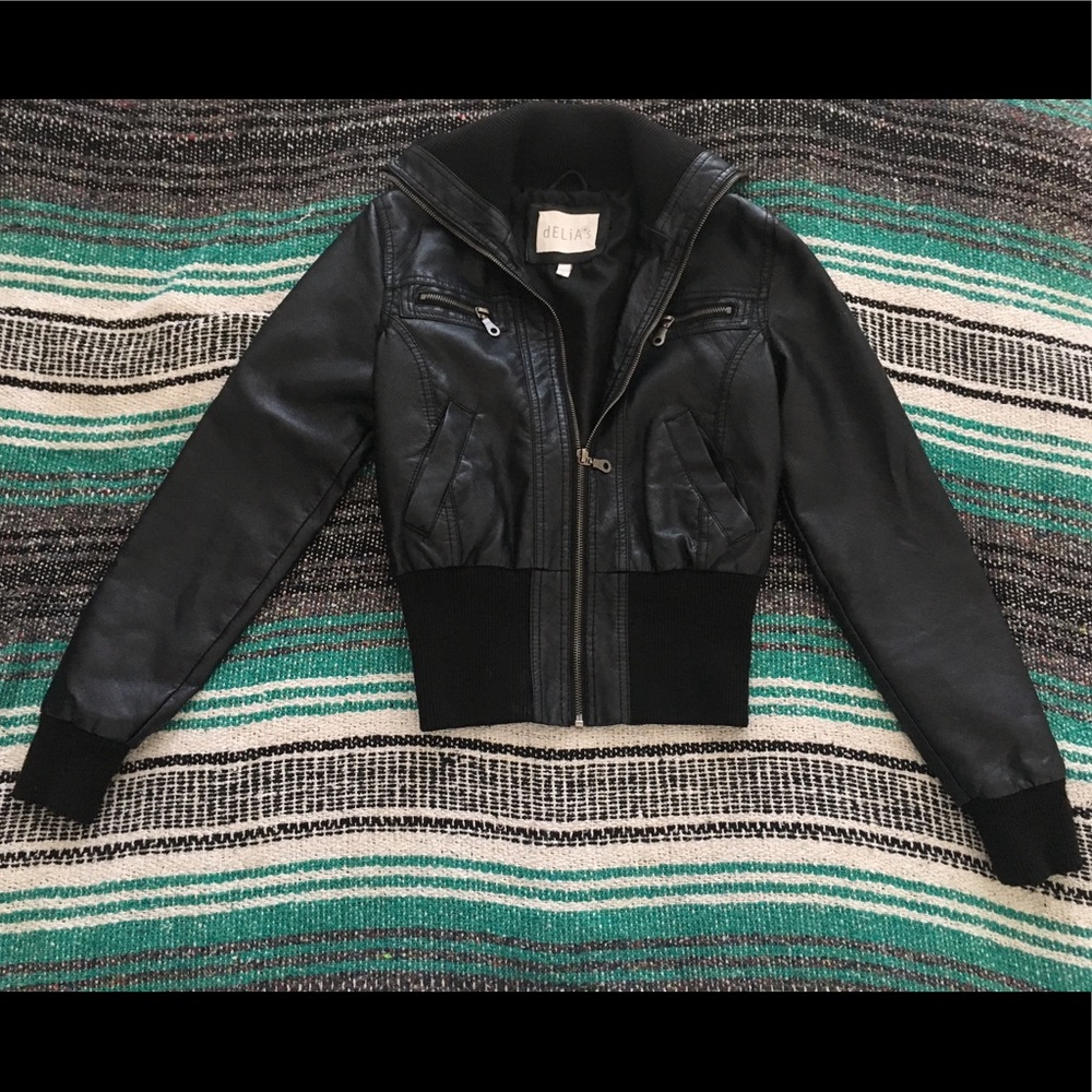 Leather Bomber Jacket (size M)